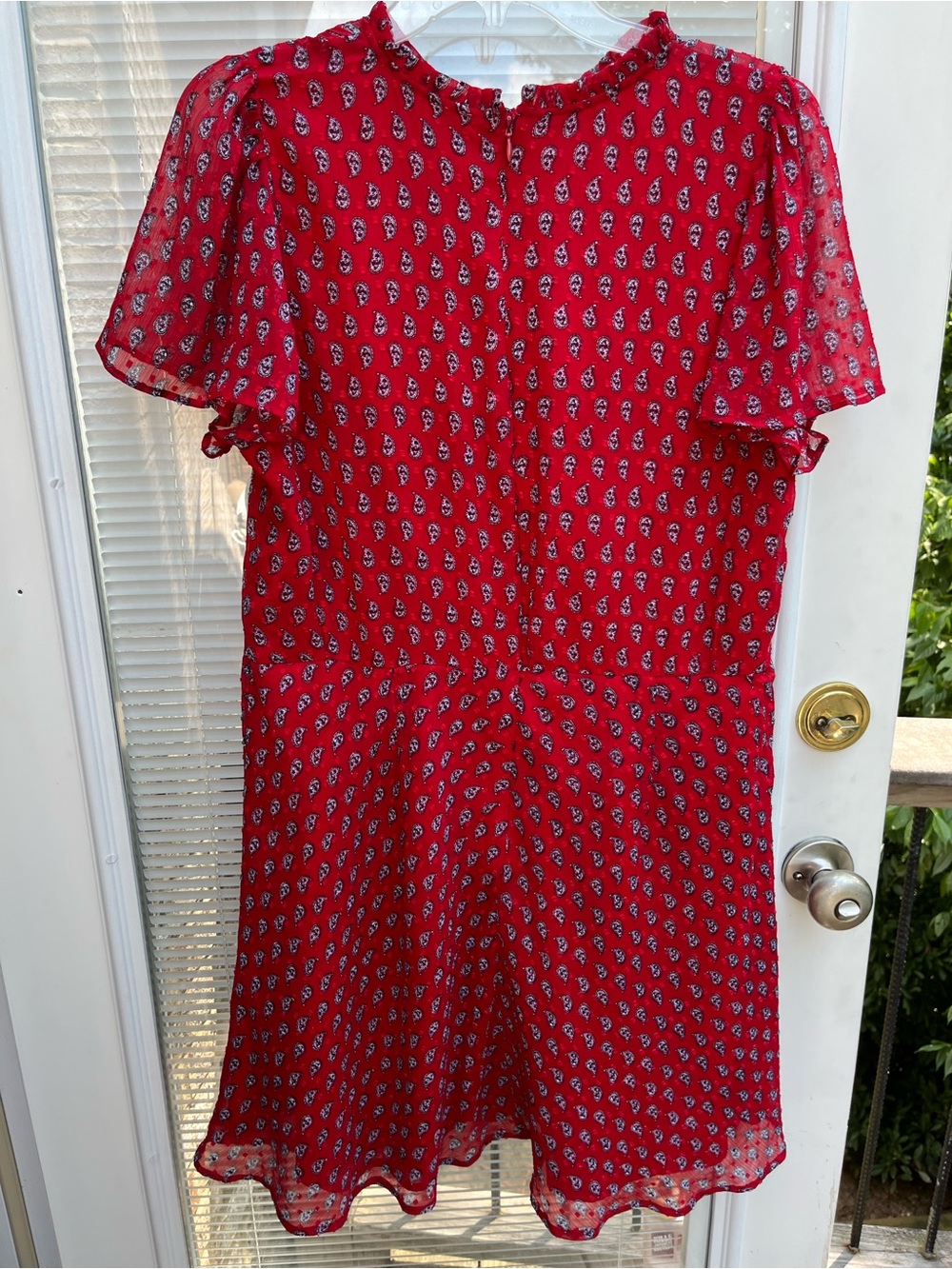 LOFT Red Paisley Print Dress size 12 - Picture 4 of 7